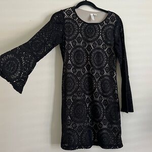 Black Lace Long Sleeve Lacey Dress